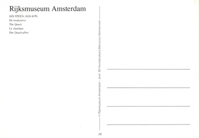 Marktszene — Gemälde von Jan Steen — Verlag Rijksmuseum Amsterdam, Nr. 29 — Rückseite