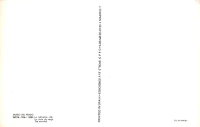 La neige — scène d'hiver avec groupe de personnes et âne — Éditions Artísticas, Madrid — Verso