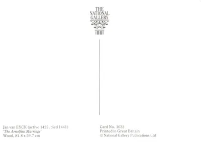 Jan van Eyck — The Arnolfini Marriage — The National Gallery Publications Ltd, Card No. 1032 — पीछे