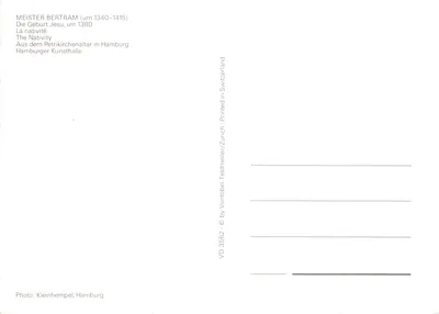 Narodzenie — obraz Meister Bertram (około 1340-1415) — wydawca Kleinhempel, nr VD 3562 — Rewers