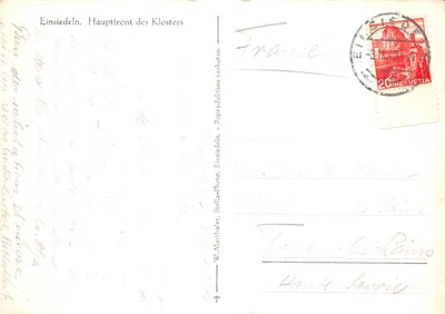 Einsiedeln — Hauptfront des Klosters — W. Marthaler, Stella-Photo — Verso