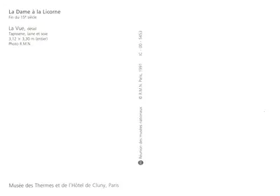 La Dame à la Licorne — détail de la tapisserie « La Vue » — Réunion des musées nationaux, n° 5453 — Verso