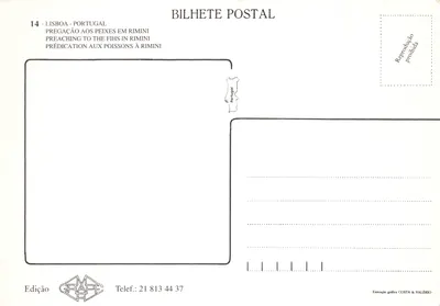 Prédication aux poissons à Rimini — scène en azulejos de Lisbonne — éditeur GRAPE — Verso