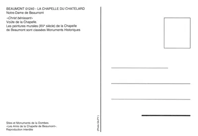 Beaumont 01240 — La chapelle du Chatelard — Christ bénissant — Voûte de la chapelle, peintures murales XVème siècle — 裏面