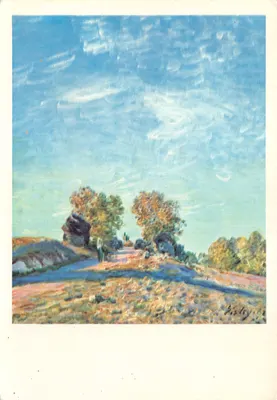 Chemin montant au soleil — paysage automnal avec maisonnette — Alfred Sisley (1839-1899) — Éditions 'Publicité' Rouen