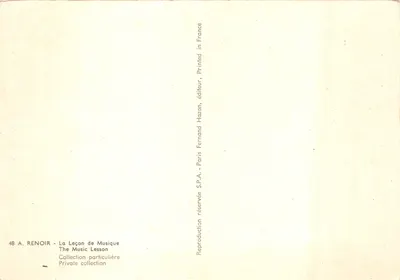 La Leçon de Musique — scène intime à piano — éditeur Hazan Fernand, Paris — Verso