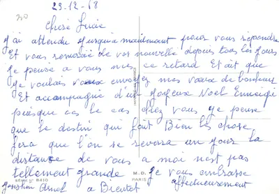 Château enneigé — scène hivernale encadrée de gui — IMPRIMÉ EN FRANCE n° 8410 — Verso