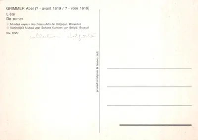 Récolte d'été — scène de moisson dans un paysage rural — Grimmer Abel, éditeur — Verso