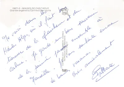 Chardon argenté ou Carlina à tête courte — Éditions EDY - CHAMBERY — 背面