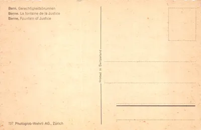 Bern — Fontanna Sprawiedliwości — Photoglob-Wehrli AG, Zurych, nr 737 — Rewers