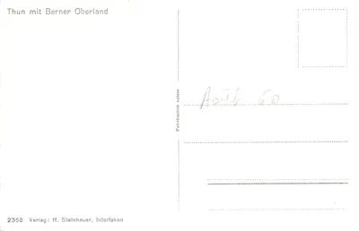 Thun mit Berner Oberland — mapa topograficzna jeziora Thunersee i okolic — wydawca H. Steinhauer, Interlaken, nr 2368 — Rewers