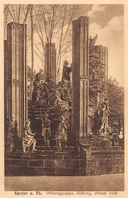 Spéyer a. Rh. — Oelberggruppe, monument sculpté sur le rocher — éditeur Dom-Verlag Jos. Baumgärtner, Spéyer a. Rh