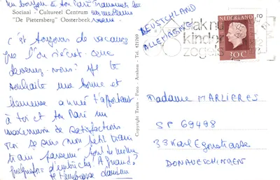 Villa 'De Pietersberg' — vue d'ensemble avec grand arbre — éditeur Train, n° 421769 — Verso