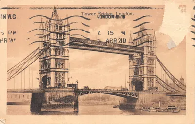 Tower Bridge, London — vue du pont et du fleuve avec bateau — éditeur CORBEIL (No. 2)