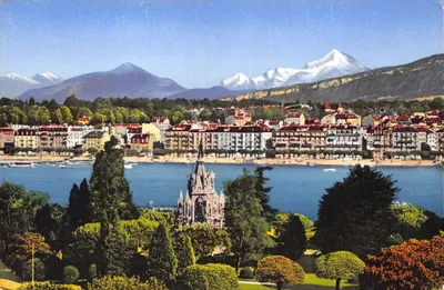 Genève — Monument Brunswick et chaîne du Mont-Blanc — Édition Lagger