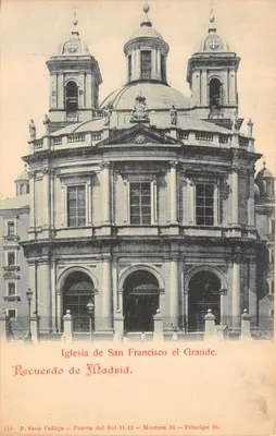 Iglesia de San Francisco el Grande — façade baroque avec dômes et colonnes — éditeur P. Sanz Calleja, n° 114
