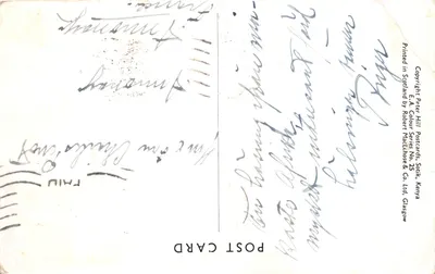 Enfant kenyans cueillant du pyrèthre — scène champêtre — éditeur Peter Hill Postcards, série E.A. Colour Series No. 25 — Verso