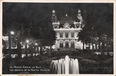 Monte-Carlo la Nuit — Les Jardins et le Casino illuminé — Édition La Cigogne