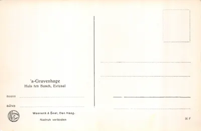 Huis ten Bosch — Salle à manger — éditeur Weenen & Snel — Verso