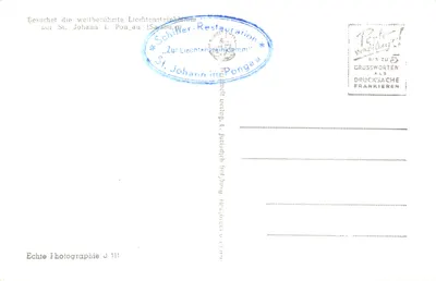 Liechtensteinklamm — przepaść z mostem drewnianym — Liechtensteinklamm, fotografia J 111 — Rewers