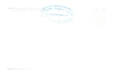 Liechtensteinklamm, Hohe Brücke — skałowy przejazd z drewnianą mostową — autentyczna fotografia J 173 — Rewers