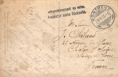 Montreux — Les Quais — Fontaine ornée de colonnes — Éditions Art. PERRUCHET & DAVID, n° 373 — 뒷면
