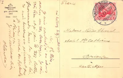Heidelberg — Schloss, Achteckiger Turm und Altan — Cramers Kunstzenst. Dess. 7312 — Verso