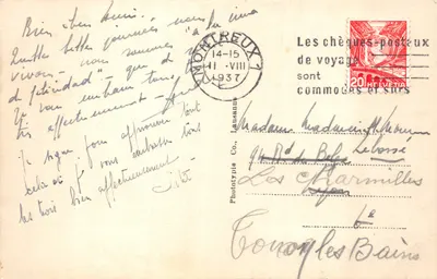 Widok na jezioro Leman — brzegi jeziora w Montreux — wydawca Phototypie Co., Lausanne, nr 5423 — Rewers