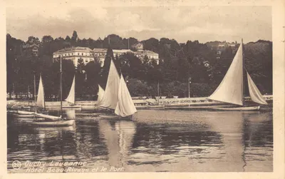 Ouchy-Lausanne — Hôtel Beau Rivage et le Port — Edition Franco-Phot, Bern, Suisse, C. 4