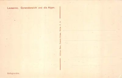 Lausanne — Widok na Góry Savojskie i Alpy wodane — Wydawnictwo Franco-Phot, C. 4, Berne — Rewers