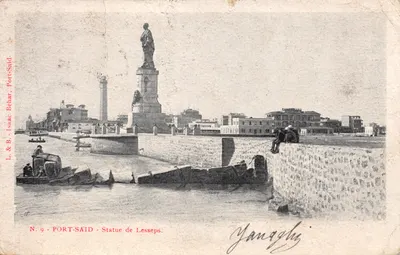 Port-Saïd — Statue de Lesseps — L. & B. Isaac Belhar, Port-Saïd, N. 9