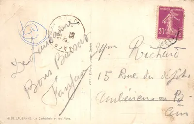 Lausanne — La Cathédrale et les Alpes — Éditions Jeager, Genève, n° 4128 — 뒷면