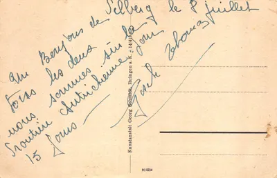 Vue du Kunstanstalt Georg Schmidt — montagne enneigée avec monument au sommet — éditeur Kunstanstalt Georg Schmidt, n° M/0234 — 뒷면