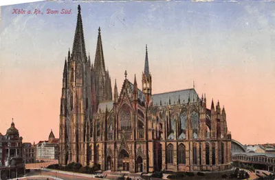 Cologne, Rh., Cathedral South — vue du côté sud de la cathédrale gothique, éditeur Gerhard Blümlein & Co., Frankfurt a.M., n° 1/36
