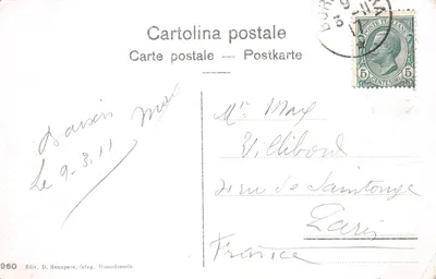 Bordighera - Marina — panoramiczny widok wioski nadmorskiej z wydawcą IMPRIMÉ SUR LA CARTE — Rewers