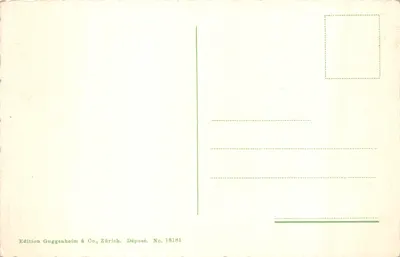 Neuchâtel, el castillo — vista desde los árboles en flor — editor Edition Guggenheim & Co., Zürich, n.º 18181 — Reverso