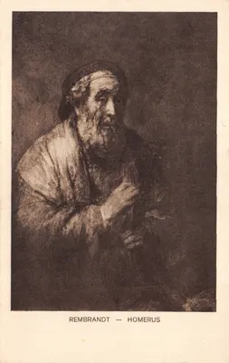 Homerus — Portrait d'Homère — Rembrandt, éditeur W. Wenek & Snel, Den Haag