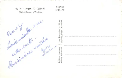 Notre-Dame d'Afrique — Alger (El Djézair) — Édition Jomone — 뒷면