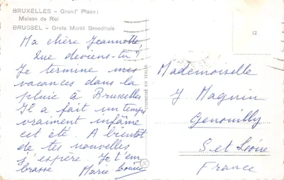 Bruxelles - Grand' Place : Maison de Roi — éditeur IMPRIMÉ SUR LA CARTE n°12 — Verso