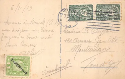 Bruck an der Mur — panorama miasta widziana z Klosterberg — wydawca nieodczytalny — Rewers