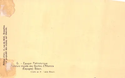 Bizon — malowidło prehistoryczne — zdjęcie M. abba Breuila, Maison d'Art du Midi, Bruksela — Rewers