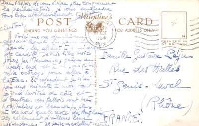 Zamek w Cardiff z południowego wschodu — widok zamku z jeziorem i ogródkiem — wydawca Valentine's Card, nr 14206 — Rewers