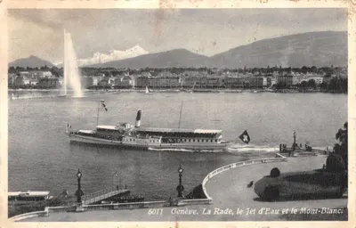 Genève. La Rade, le Jet d'Eau et le Mont-Blanc — éditeur Jaeger Genève, n° 6011