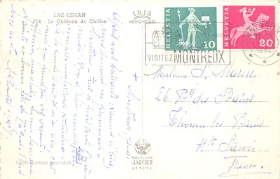 Château de Chillon — sur le lac Léman — Éditions Jaeger Genève, n° 704 — Verso