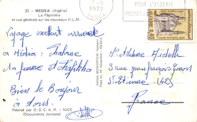Médea — Vue générale sur les nouveaux H.L.M. — Édition BENKORTEBI Hachemi — 뒷면