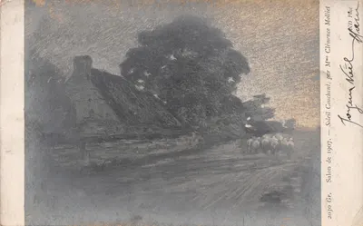 Paysage rural avec troupeau — œuvre de Soliel Couchaut — Salon de 1907, éditeur ND Prol, n° 2030 Gr