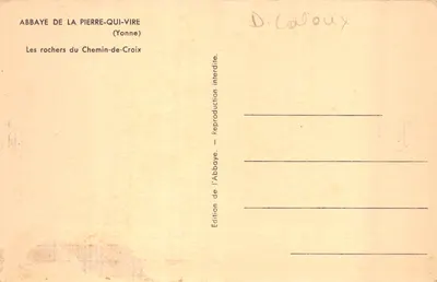 Les rochers du Chemin-de-Croix — Abbaye de la Pierre-qui-Vire (Yonne) — Édition de l'Abbaye — Verso