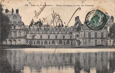 Palais de Fontainebleau — Étang aux Carpes et cour des Fontaines — Éditeur impr. sur la carte n°178
