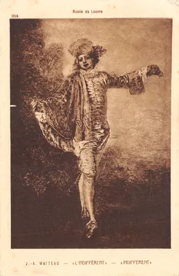 J.-A. Watteau — L'Indifférent — Musée du Louvre — éditeur Braun & Cie, Paris