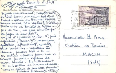 Rue des Saules - Le Lapin Agile à Montmartre — éditeur Chantal — Verso